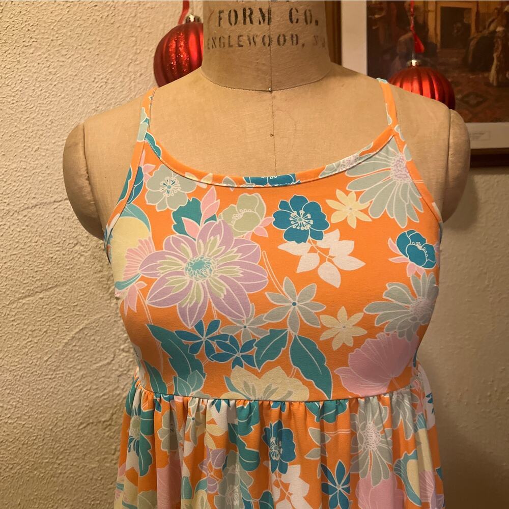 Velvet Torch Los Angeles Floral Print Tiered Midi Slip Dress Size XS - Picture 4 of 13